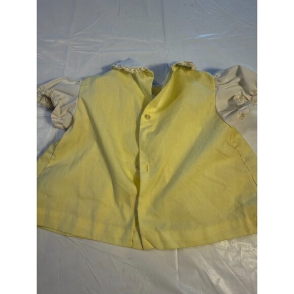 Vintage Girls Yellow Dress Lace Ruffle Sleeves 1960s Infant Size 3m 3 Months - Picture 4 of 4